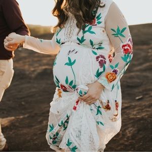 Embroidered & Sheer Floral Photoshoot Gown